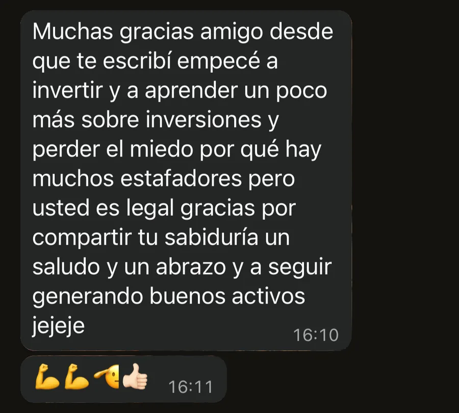 Mensaje de agradecimiento de un miembro